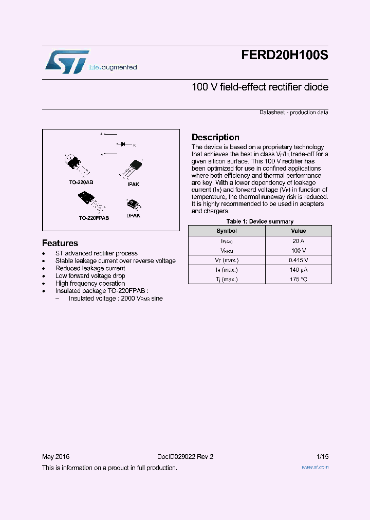 FERD20H100SFP_8743073.PDF Datasheet