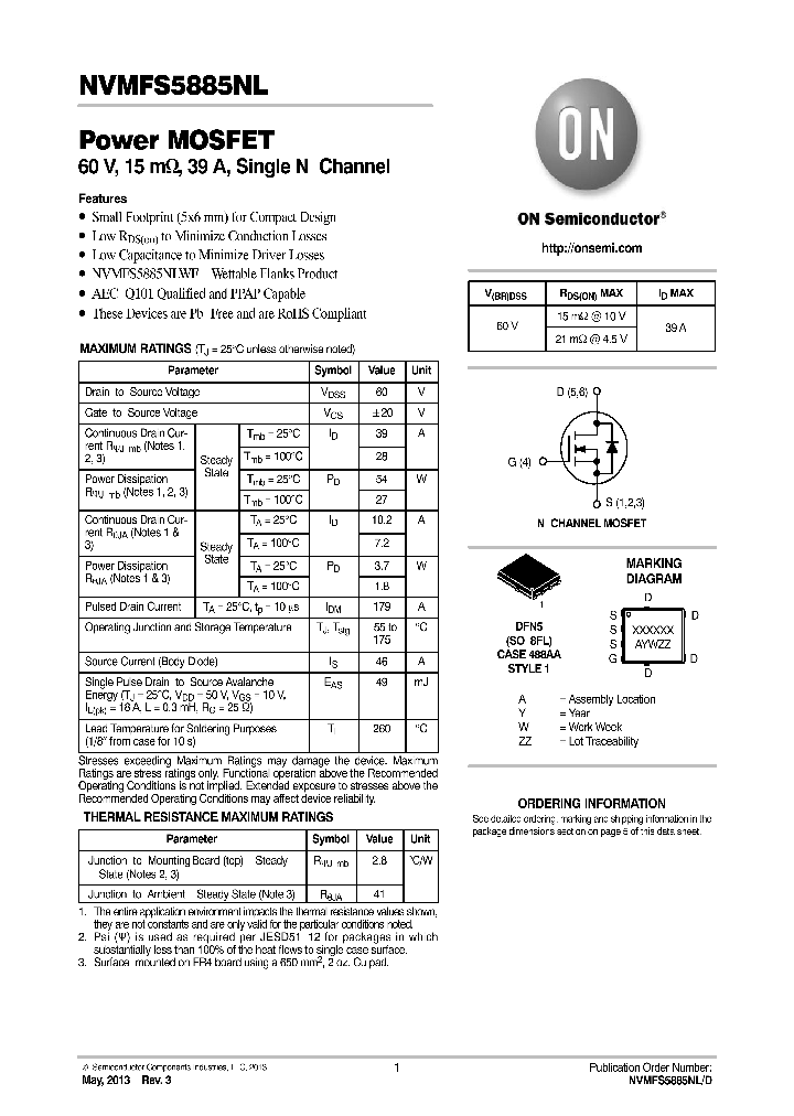 NVMFS5885NL_8751760.PDF Datasheet