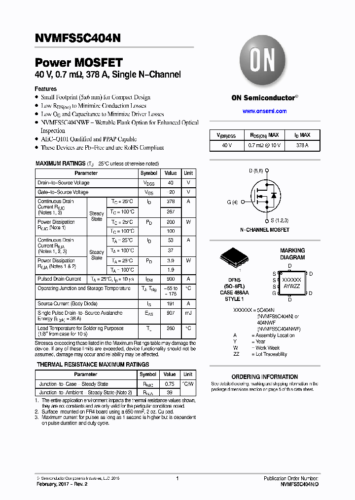 NVMFS5C404NT3G_8751874.PDF Datasheet