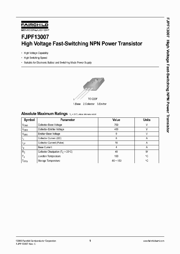 FJPF13007_8757050.PDF Datasheet