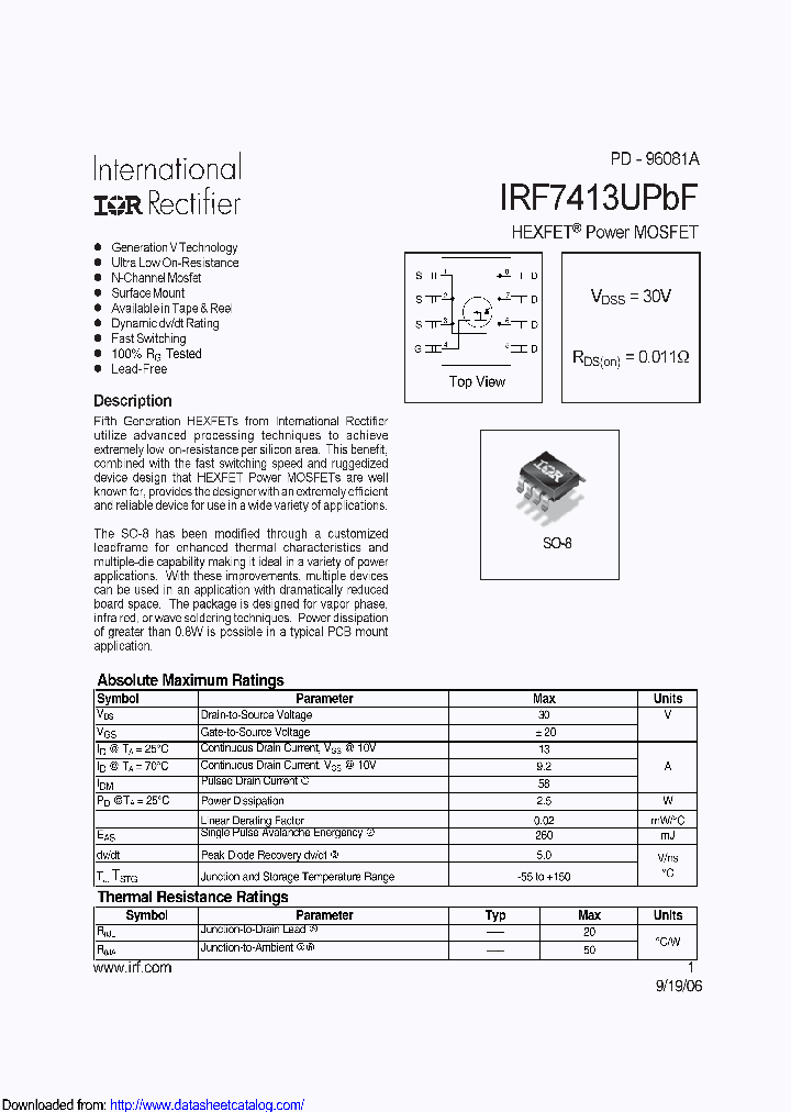 IRF7413UPBF_8760281.PDF Datasheet