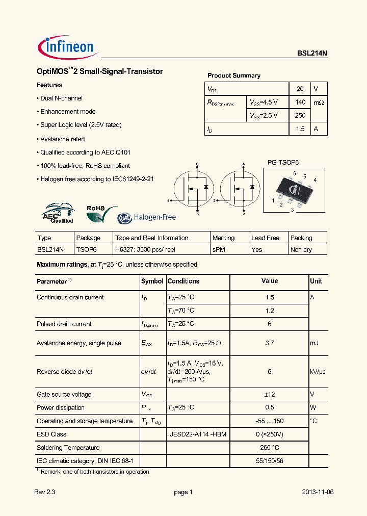 BSL214N-13_8762891.PDF Datasheet