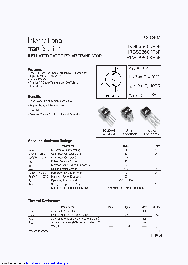 IRGB6B60KPBF_8762933.PDF Datasheet
