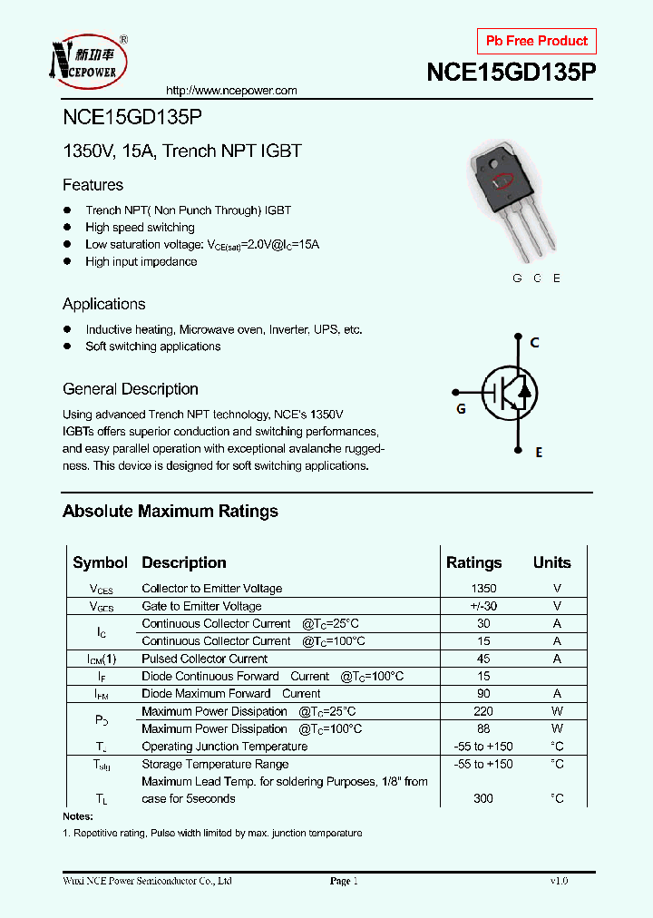 NCE15GD135P_8766451.PDF Datasheet