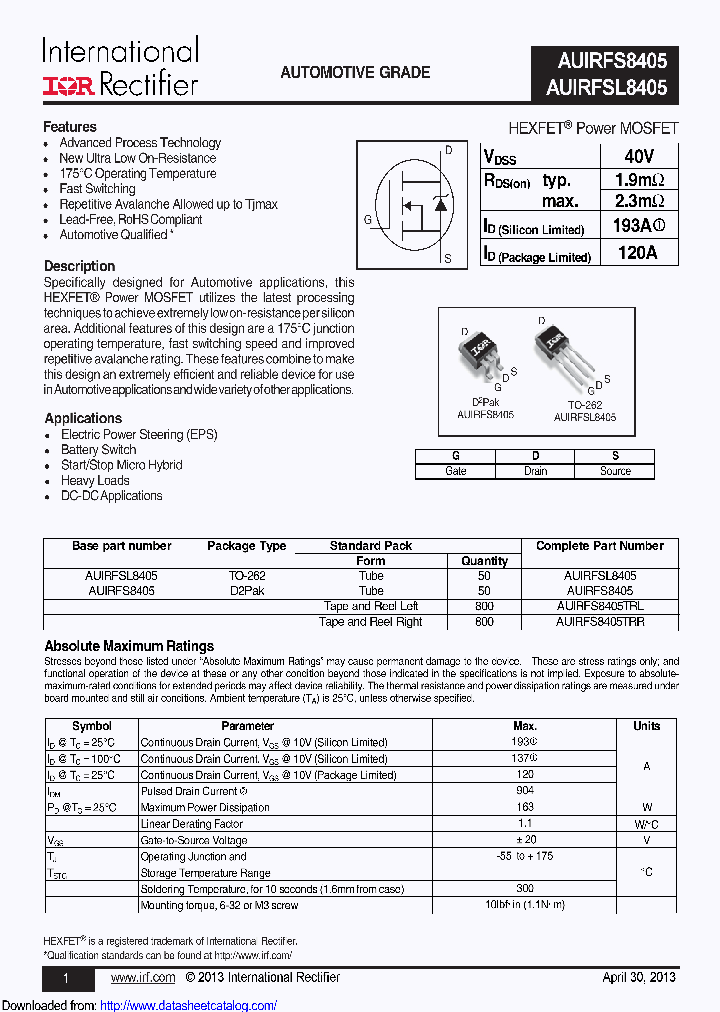 AUIRFSL8405_8769095.PDF Datasheet