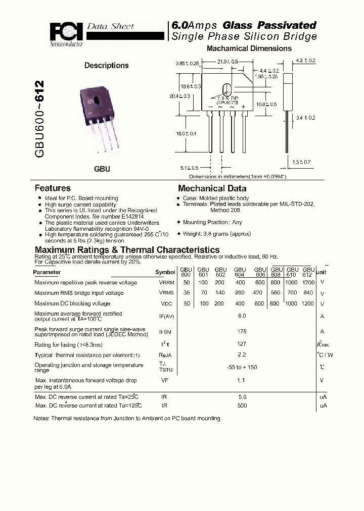 GBU610_8770708.PDF Datasheet