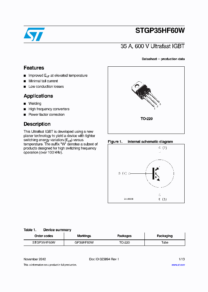 STGP35HF60W_8780230.PDF Datasheet