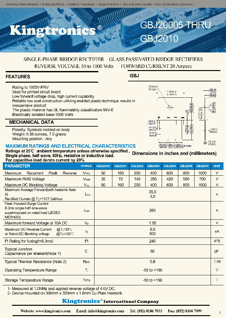 GBJ20005-GBJ2010_8780885.PDF Datasheet