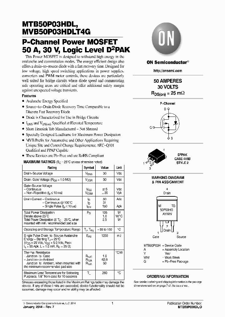 MTB50P03HDLT4G_8786932.PDF Datasheet