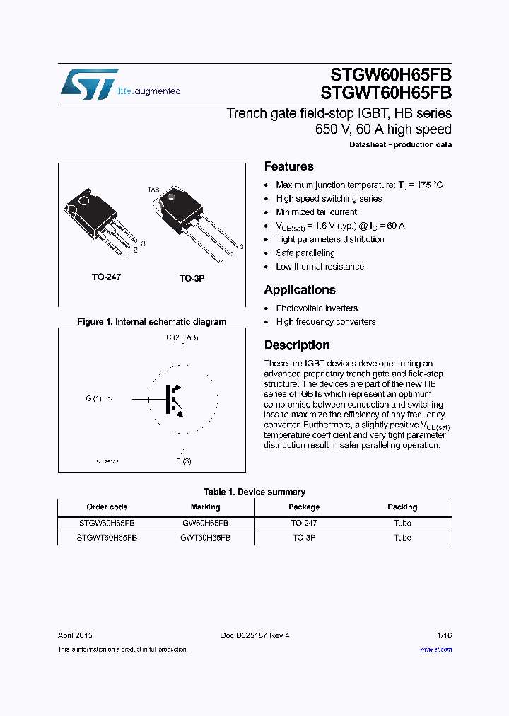 STGWT60H65FB_8787050.PDF Datasheet
