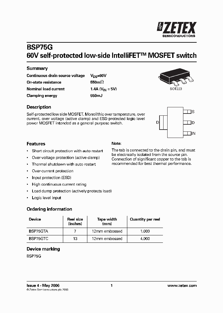 BSP75GTC_8792206.PDF Datasheet