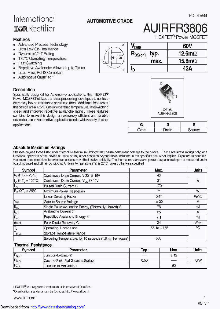 AUIRFR3806TRL_8794680.PDF Datasheet
