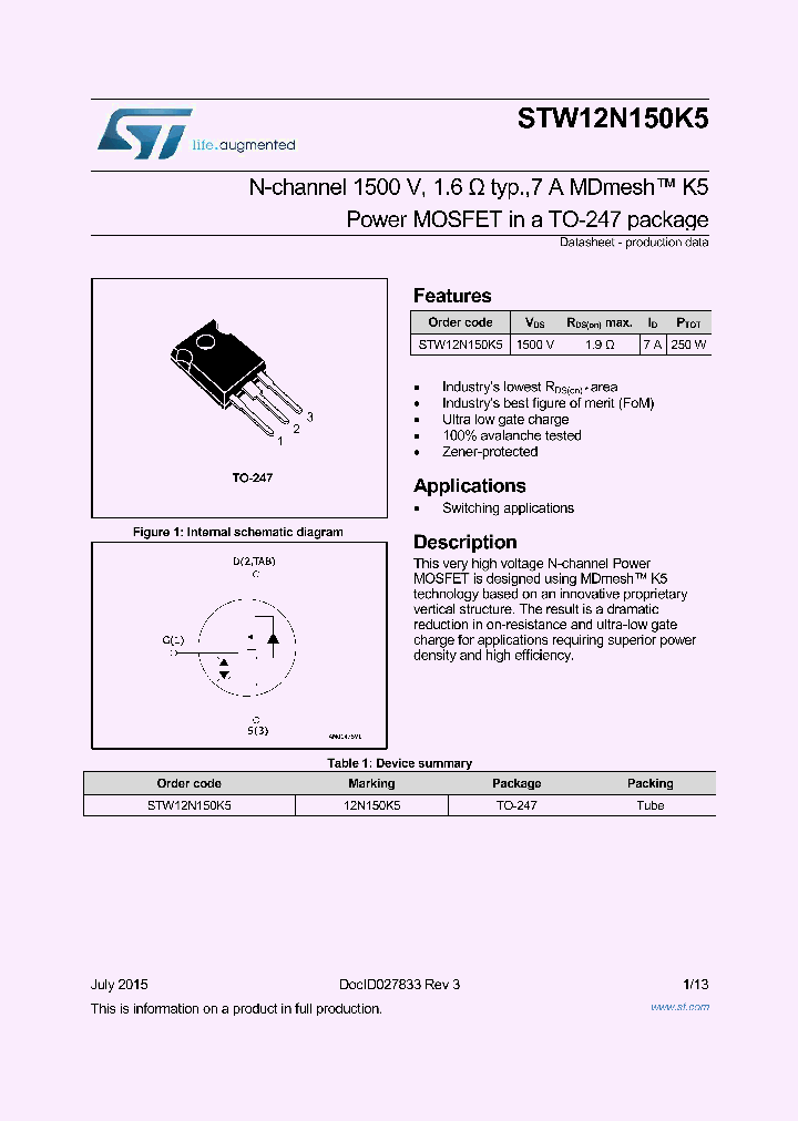 STW12N150K5_8802556.PDF Datasheet