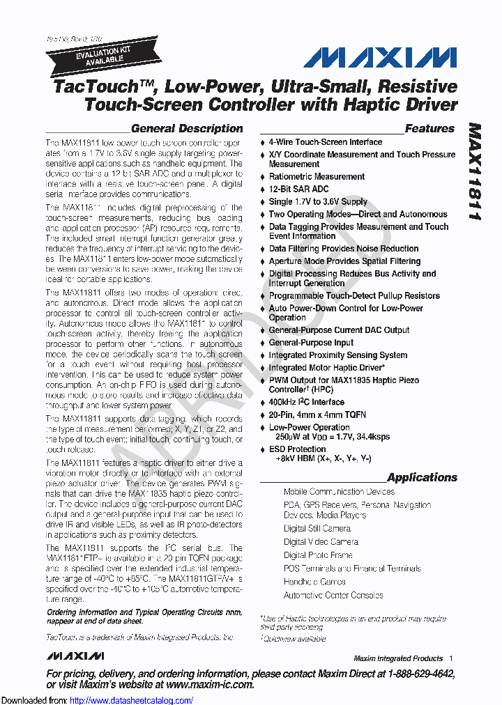 MAX11811TEVS_8808437.PDF Datasheet