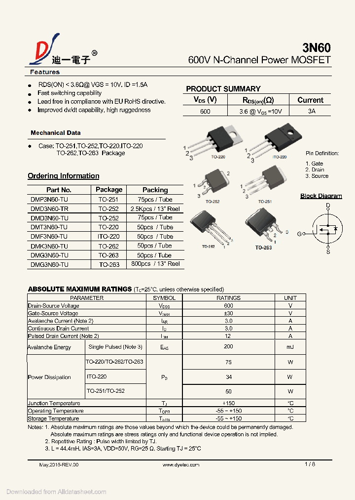 DMG3N60-TU_8813848.PDF Datasheet
