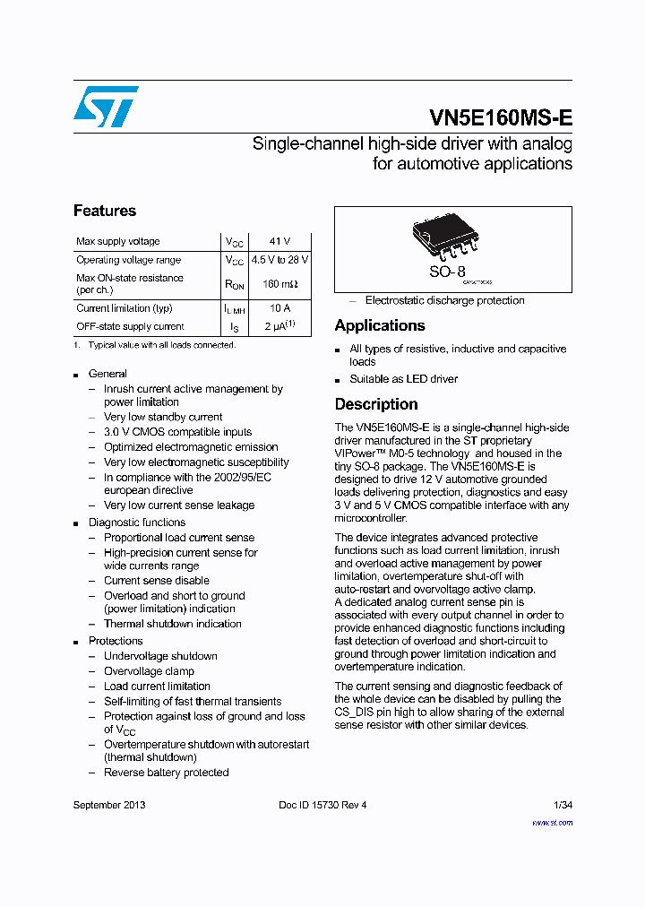 VN5E160MS-E_8817920.PDF Datasheet