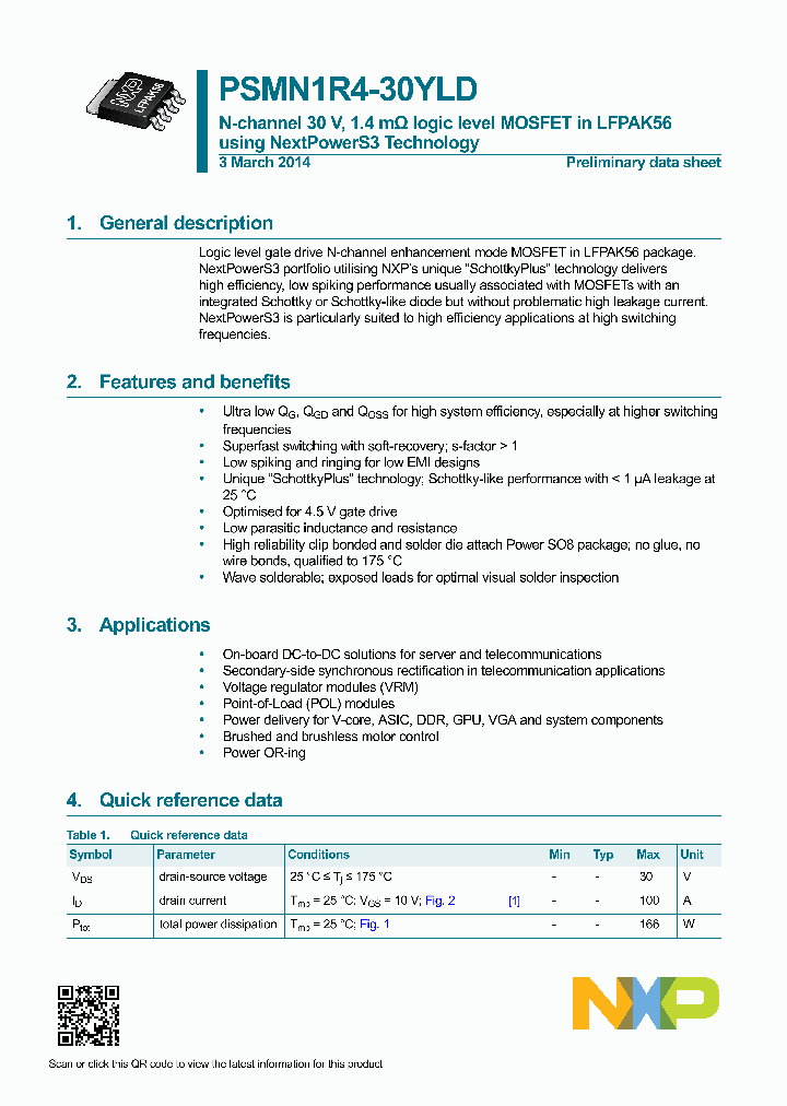 PSMN1R4-30YLD_8820031.PDF Datasheet