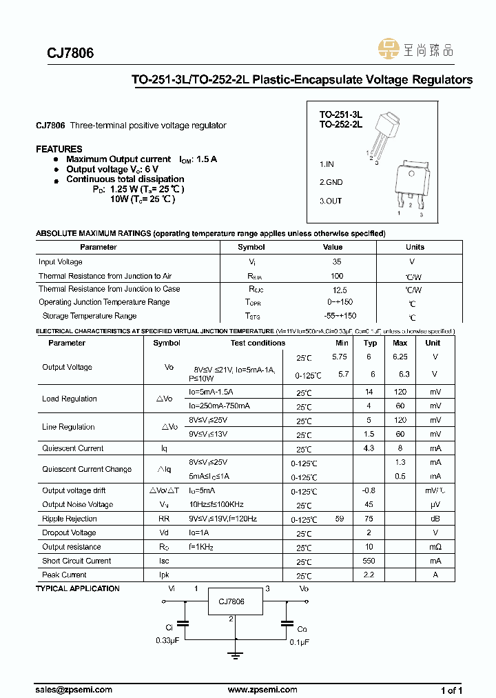 CJ7806-TO251-3L_8819974.PDF Datasheet