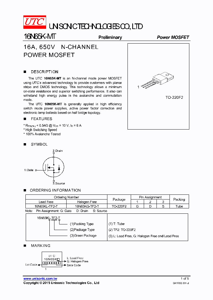 16N65KL-TF2-T_8820009.PDF Datasheet
