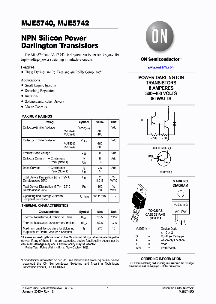 MJE5742G_8827572.PDF Datasheet