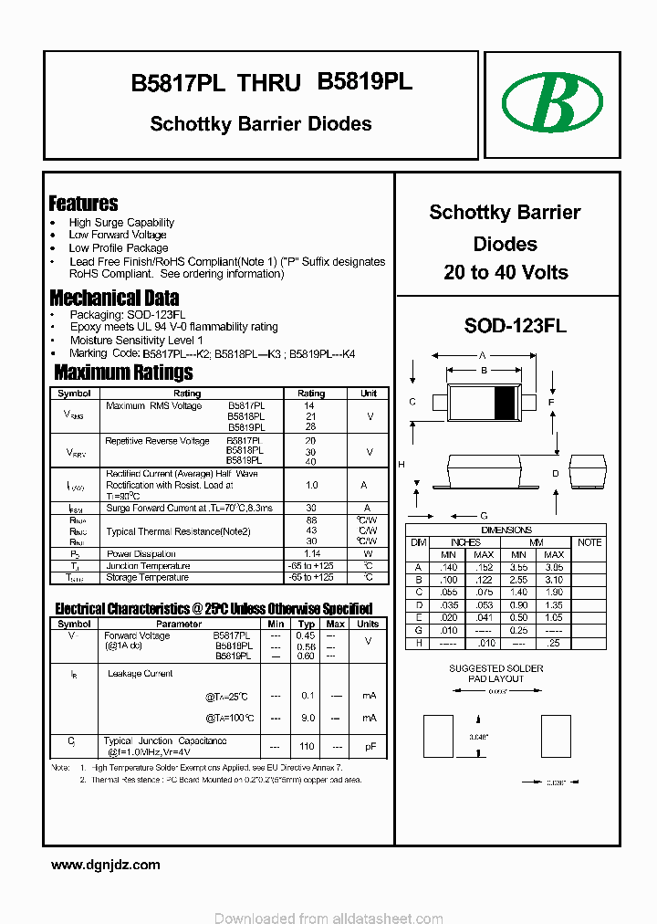 B5819PL-1A-SOD-123FL_8829253.PDF Datasheet