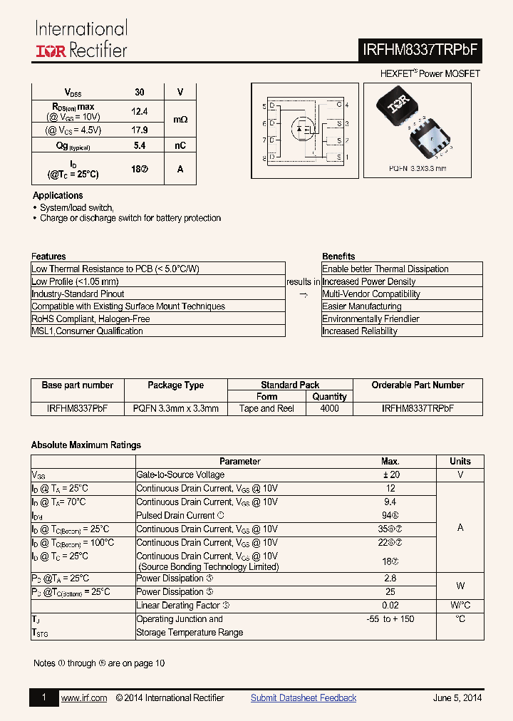 IRFHM8337PBF_8840783.PDF Datasheet
