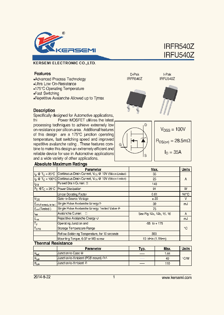 IRFR540Z_8831799.PDF Datasheet