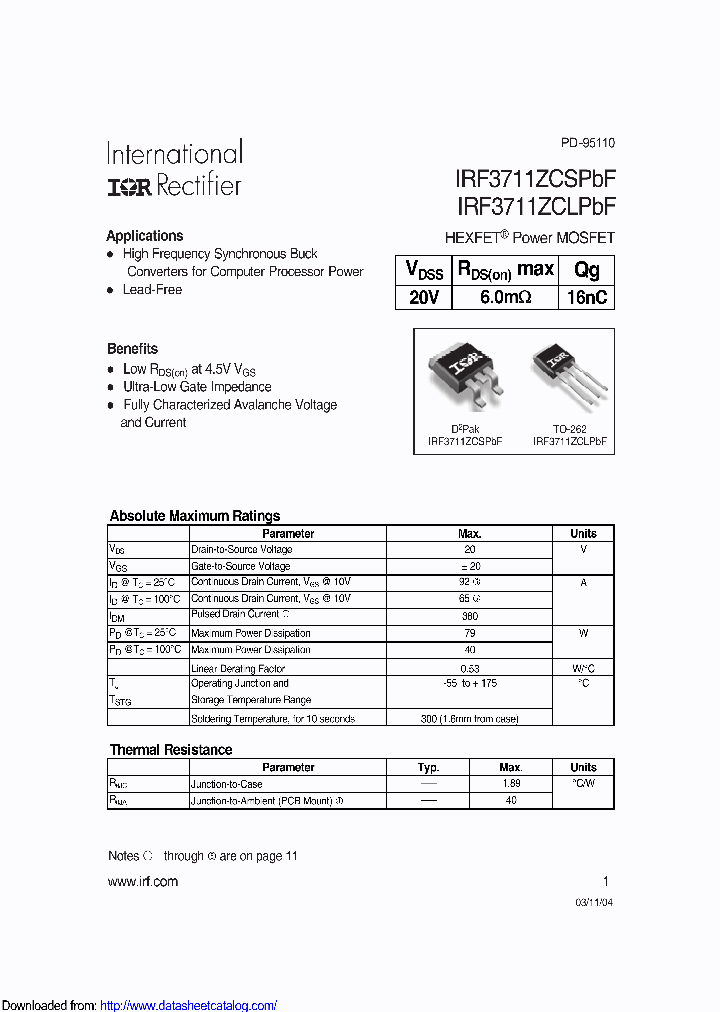 IRF3711ZCSTRLP_8838345.PDF Datasheet