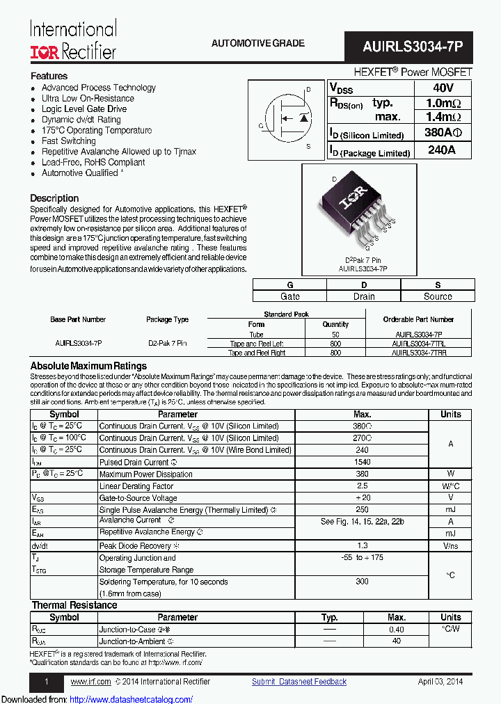 AUIRLS3034-7TRR_8839184.PDF Datasheet