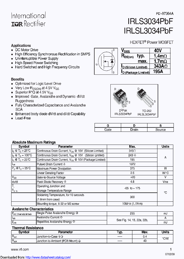 IRLSL3034_8837370.PDF Datasheet