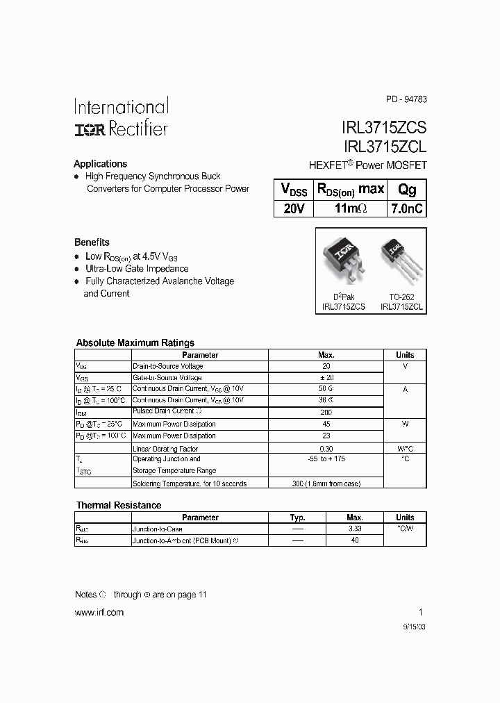 IRL3715ZCS_8838348.PDF Datasheet