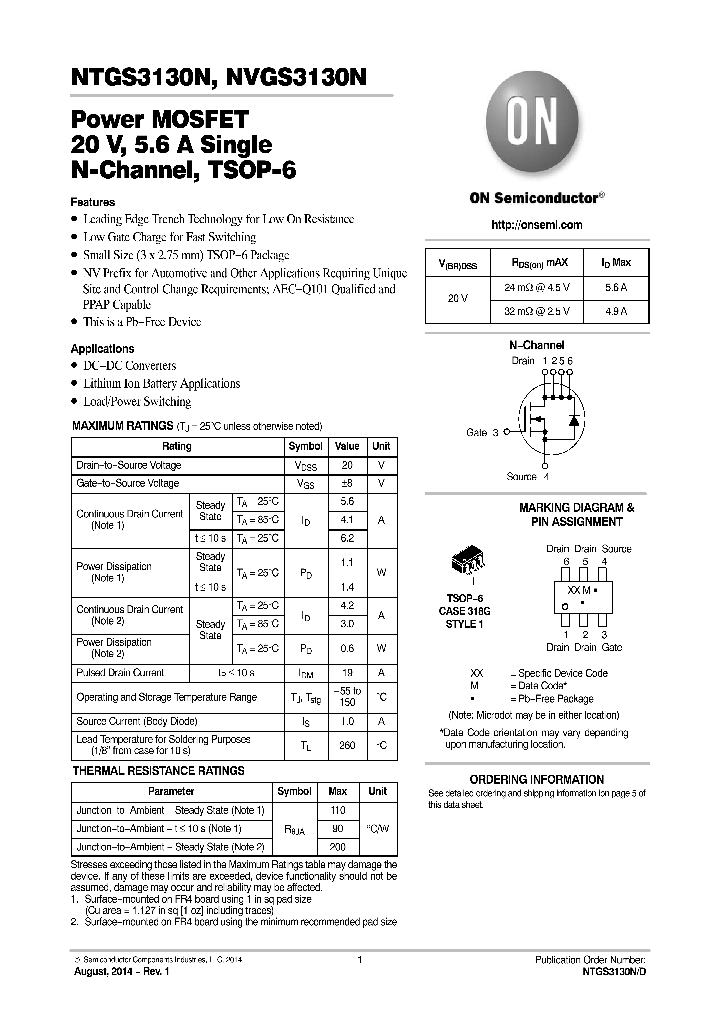 NVGS3130NT1G_8836017.PDF Datasheet