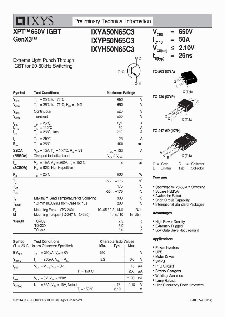 IXYP50N65C3_8842266.PDF Datasheet