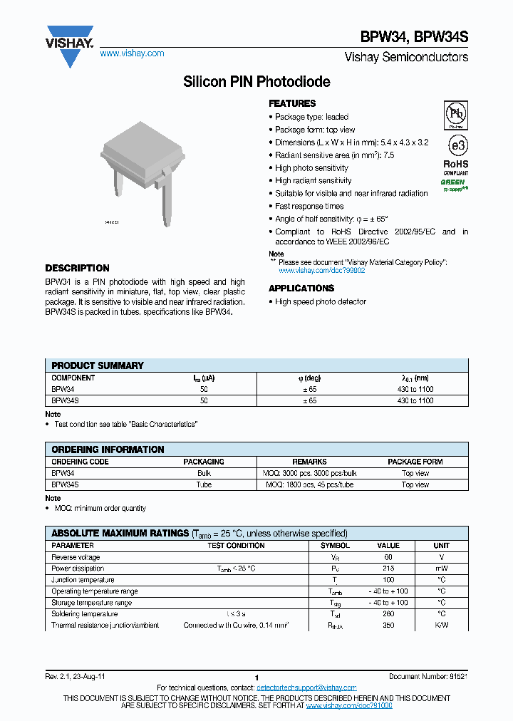 BPW34-11_8837146.PDF Datasheet