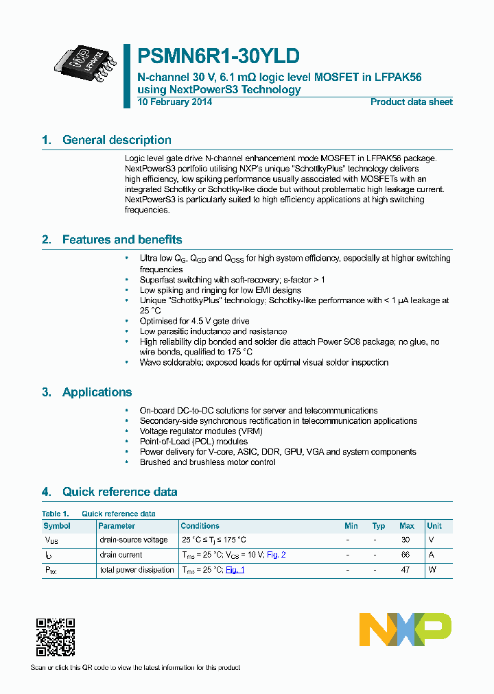 PSMN6R1-30YLD_8846848.PDF Datasheet