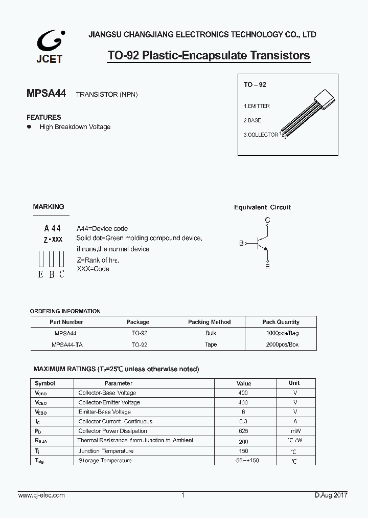 MPSA44_8843449.PDF Datasheet