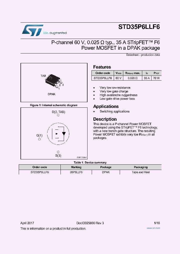 STD35P6LLF6_8843941.PDF Datasheet