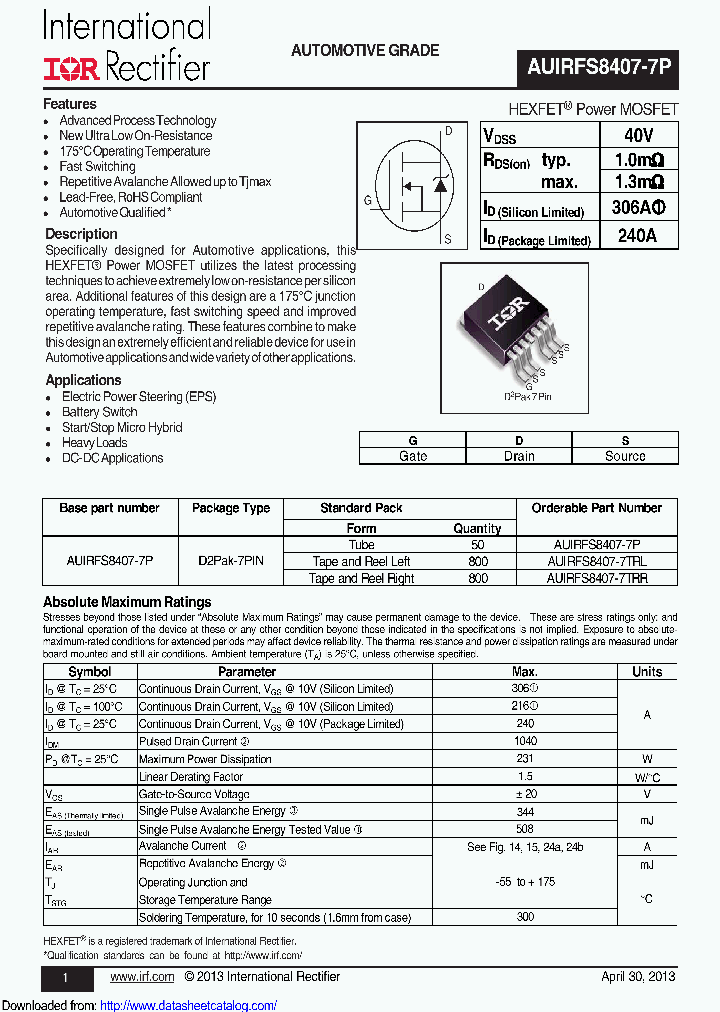 AUIRFS8407-7TRL_8855678.PDF Datasheet