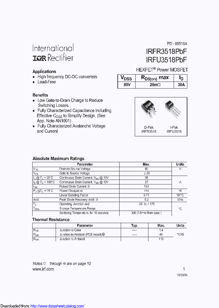 IRFU3518PBF_8855399.PDF Datasheet