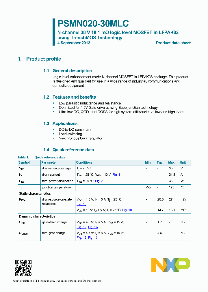 PSMN020-30MLC-15_8849844.PDF Datasheet