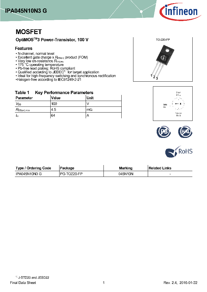 IPA045N10N3G_8851066.PDF Datasheet