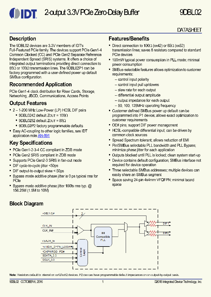 9DBL0252BKILFT_8851352.PDF Datasheet
