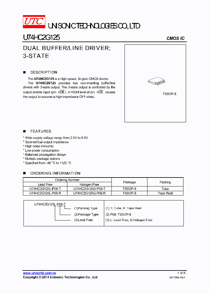 U74HC2G125L-P08-R_8857350.PDF Datasheet