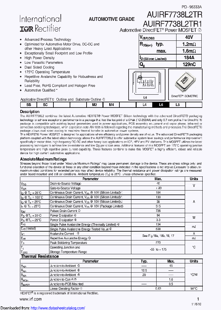 AUIRF7738L2TR_8861009.PDF Datasheet
