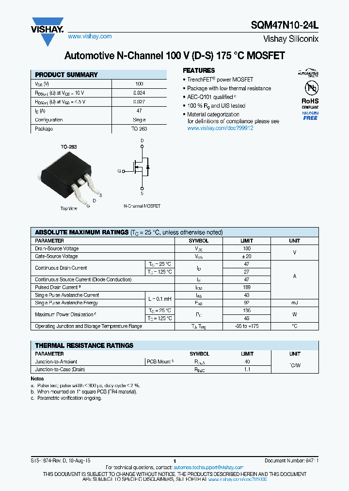 SQM47N10-24L-15_8861302.PDF Datasheet