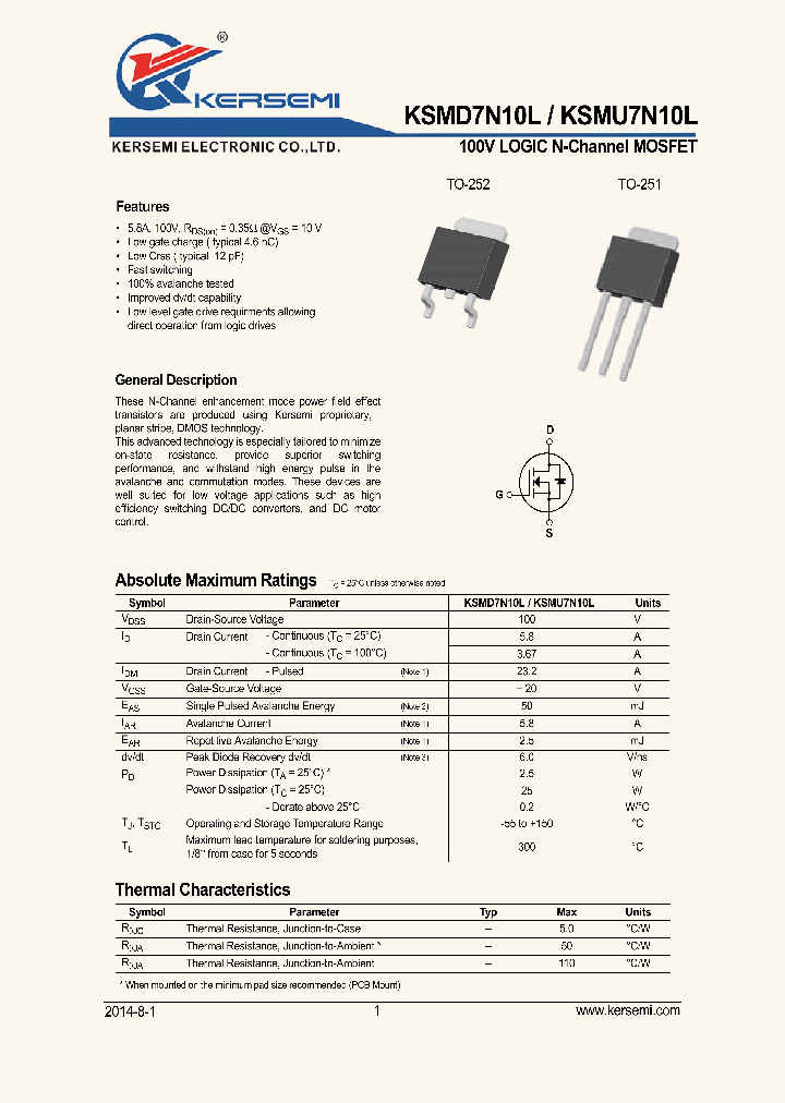 KSMD7N10L_8863287.PDF Datasheet