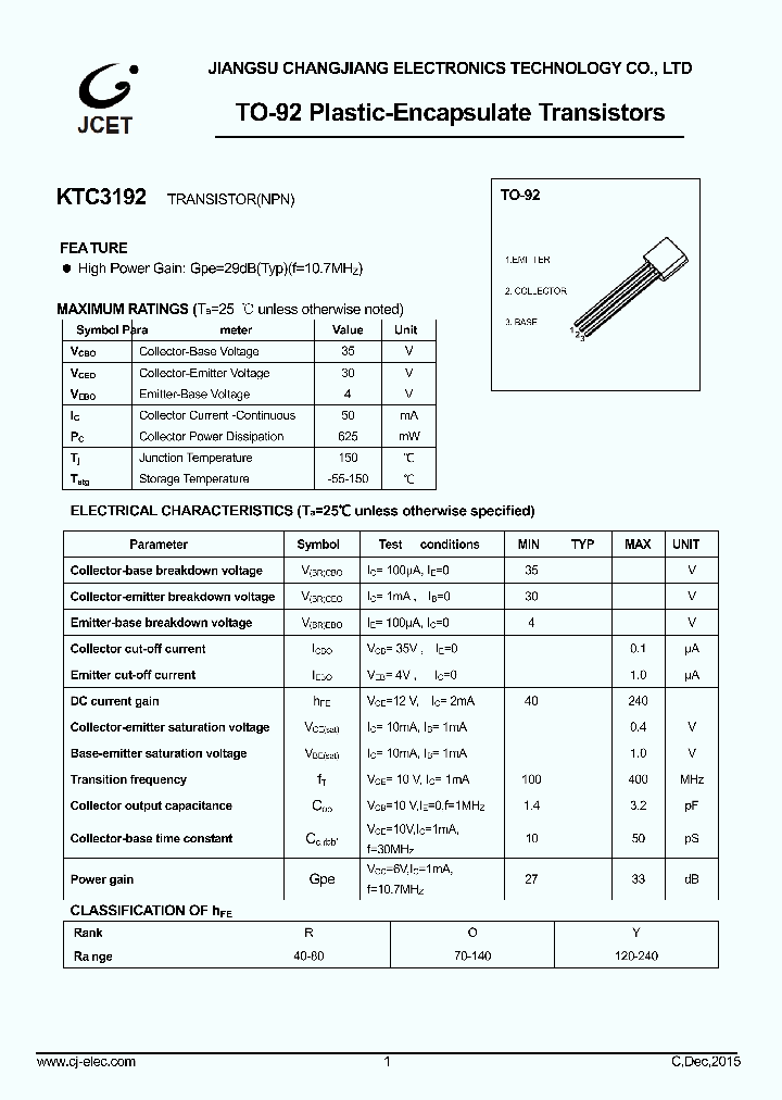 KTC3192_8864800.PDF Datasheet