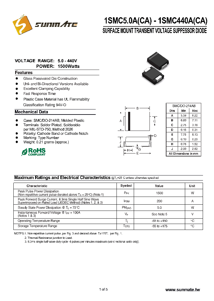 1SMC60CA_8867730.PDF Datasheet