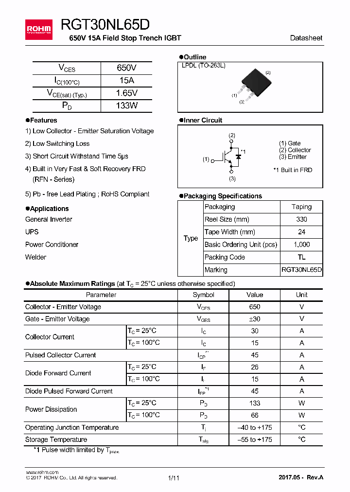 RGT30NL65D_8874240.PDF Datasheet