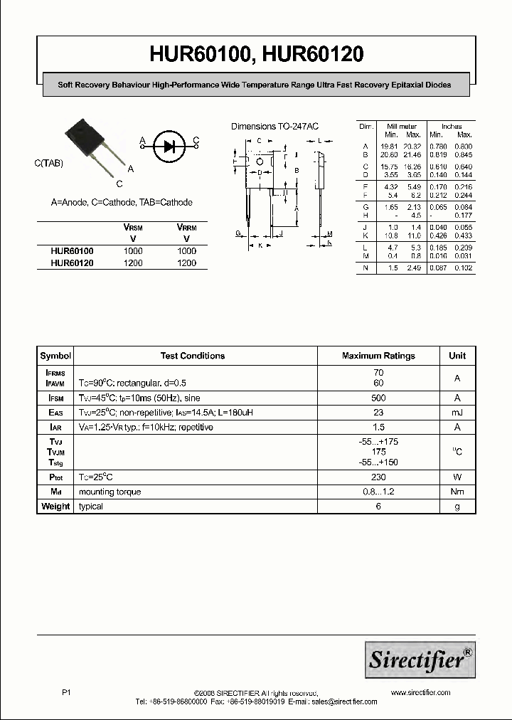 HUR60100_8874300.PDF Datasheet